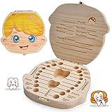 LATTCURE Zahnbox Holz Milchzähne Box, Milchzahndose aus Holz zur Deutsch Wort Milchzahnbox für Jungen Mädchen...