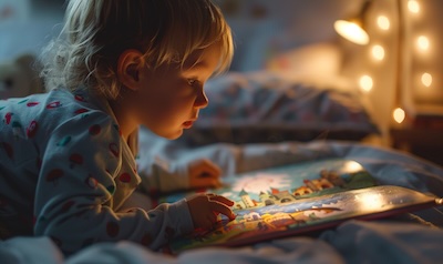 Kindern Maerchen vorlesen Bilderbuch abends